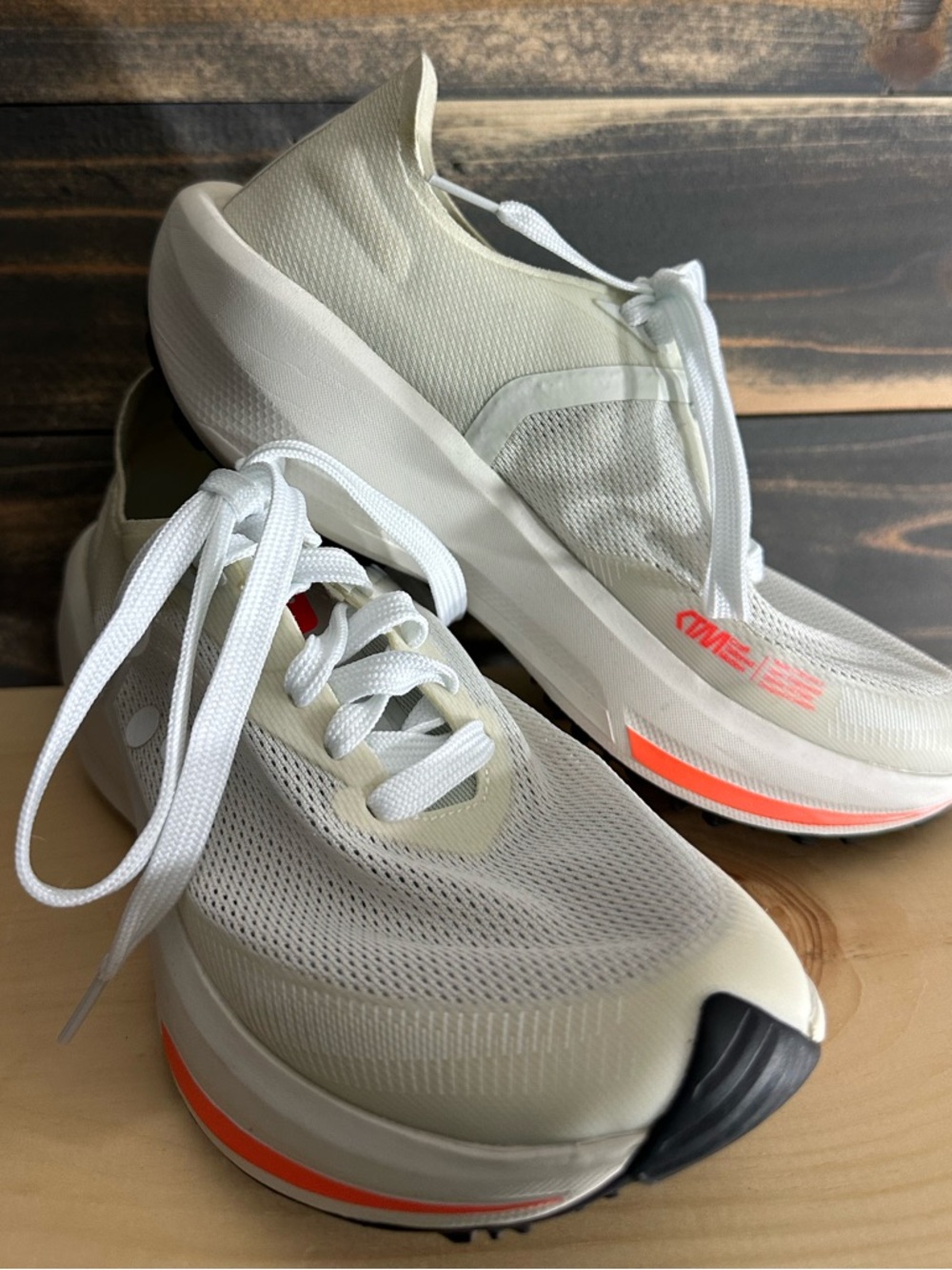 Craft White Cream Sneakers with Orange Accent